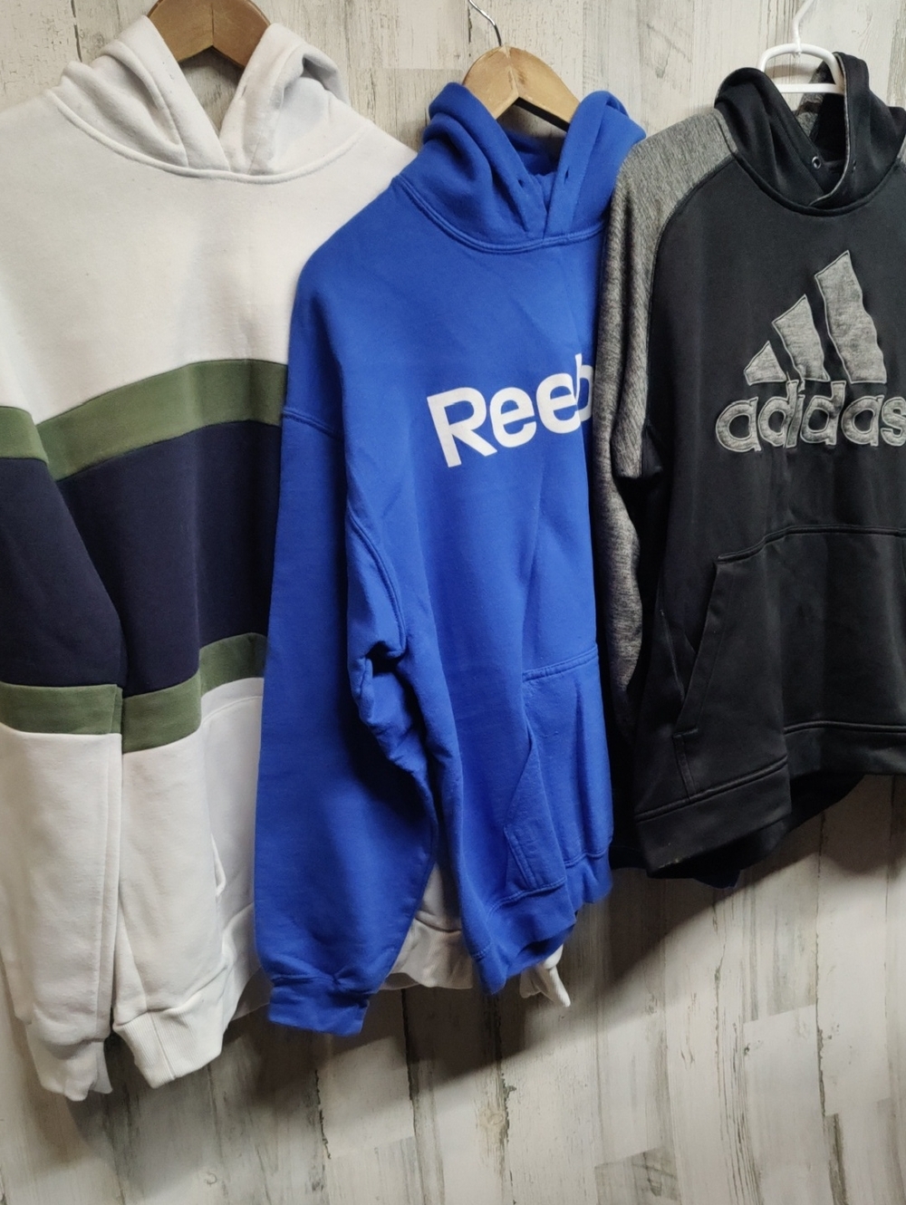 Bundle of 3 Pullover Hoodies (Adidas, Reebok & Pacific Blue) Men's Large